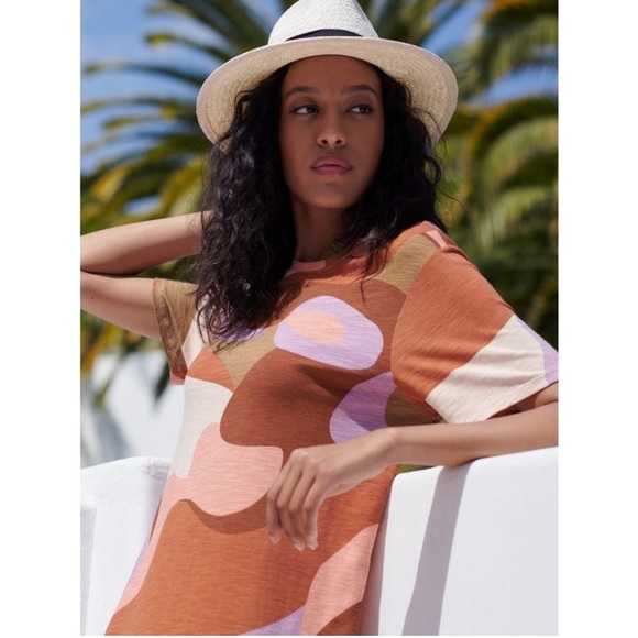 NWT Sanctuary Reveal T-Shirt Dress Cityscape Back Cut Out Cap Slv SZ M Organic - Picture 4 of 6